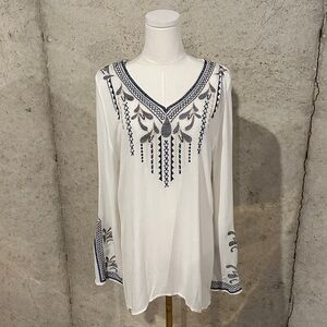 Y2K Boho Embroidered Tunic Blouse | Hippie Chic | Festival Peasant | Size S